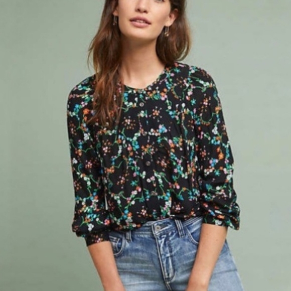Anthropologie Maeve Avignon Button Up Floral  Blouse Sz S - Picture 1 of 7